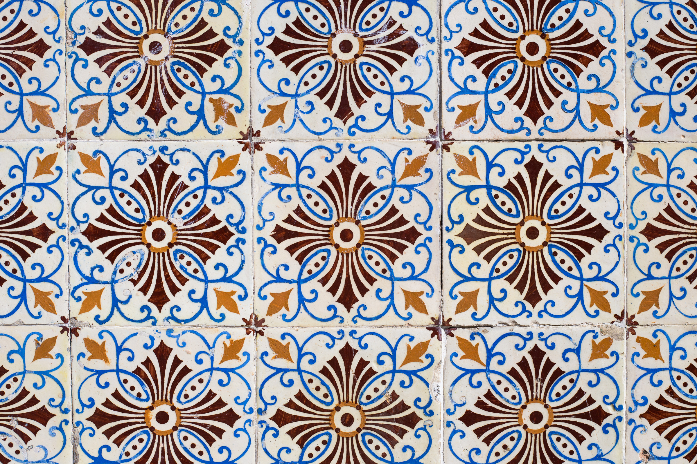 gelb braun blaue Azulejos